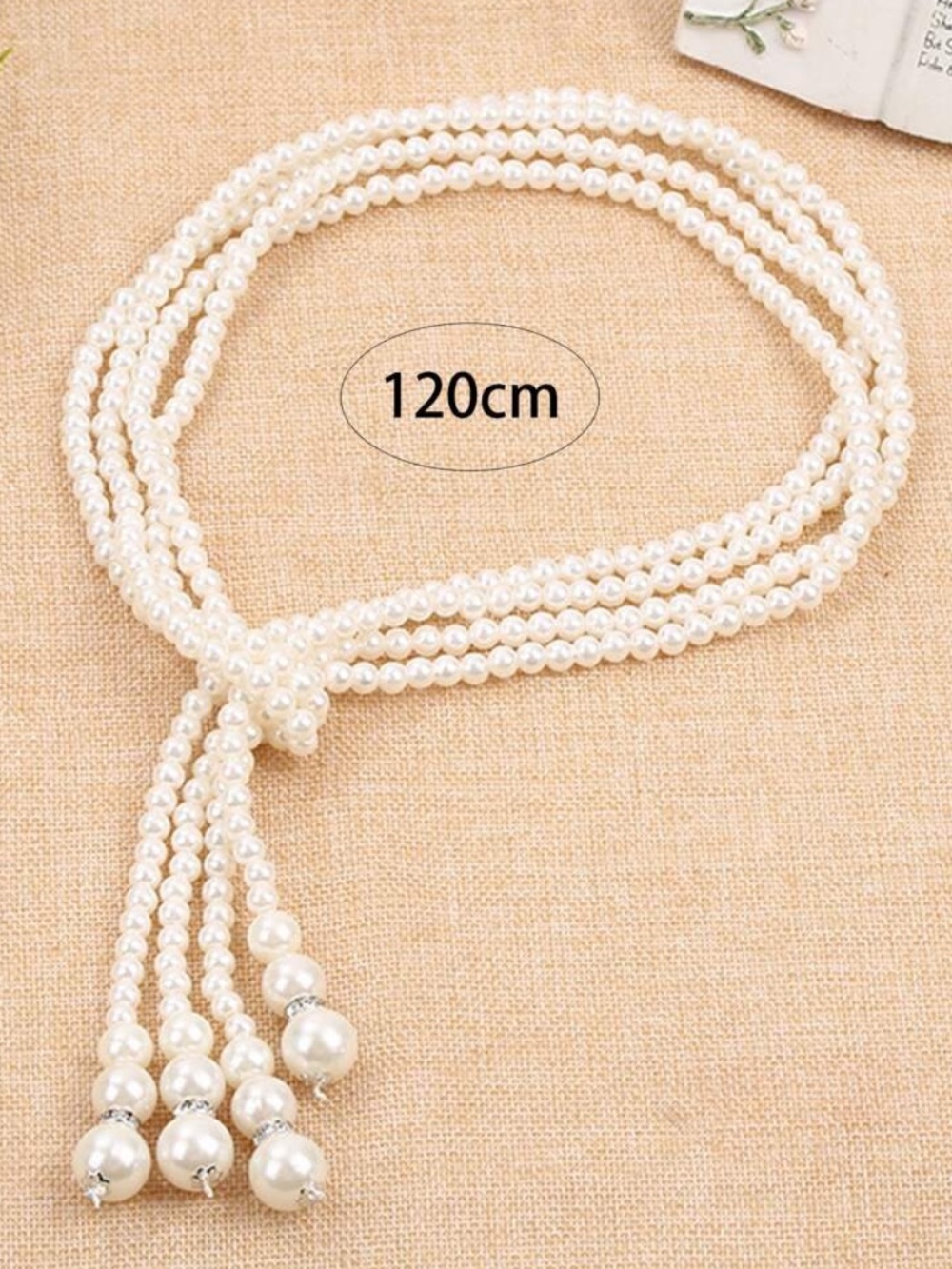 Vintage Pearl Lariat Necklace Multi Strand Long Pearl Tassel Necklace - Picture 6 of 6
